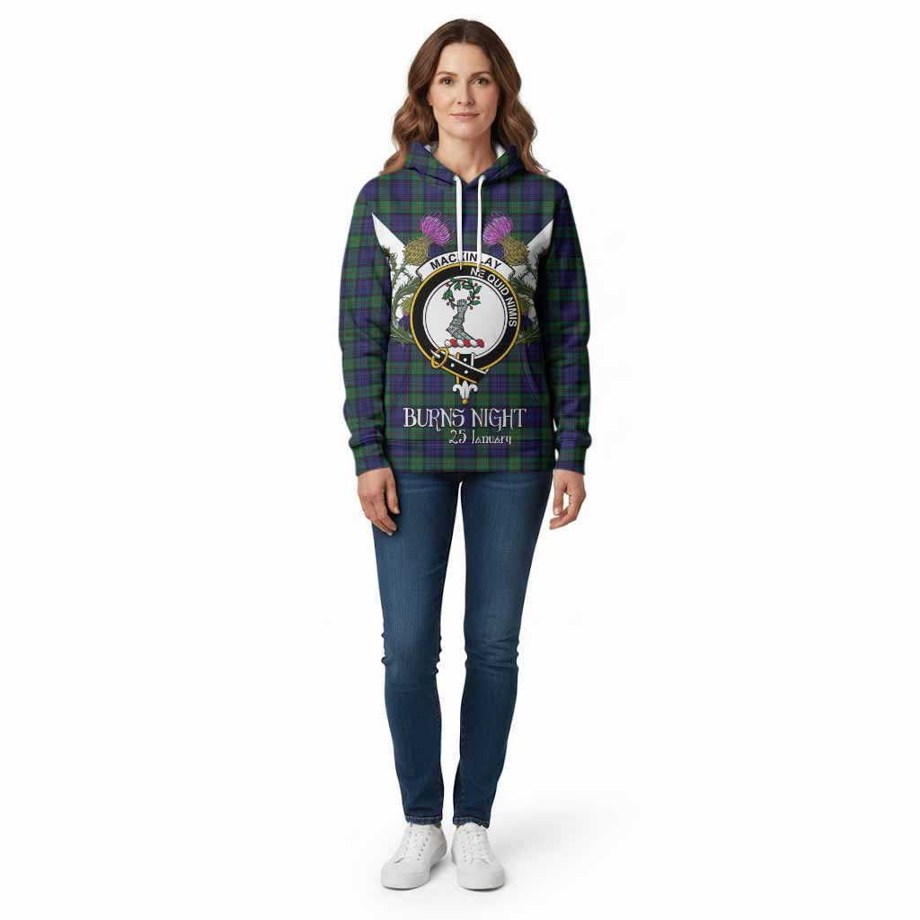 MacKinlay (McKinlay) Tartan Family Crest Cotton Hoodie Scottish Burns Night Thistle Floral