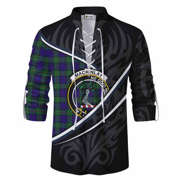 MacKinlay (McKinlay) Tartan Family Crest Ghillie Kilt Shirt Celtic Scottish Thistle Floral - Tartan Vibes Clothing