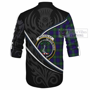 MacKinlay (McKinlay) Tartan Family Crest Ghillie Kilt Shirt Celtic Scottish Thistle Floral - Tartan Vibes Clothing
