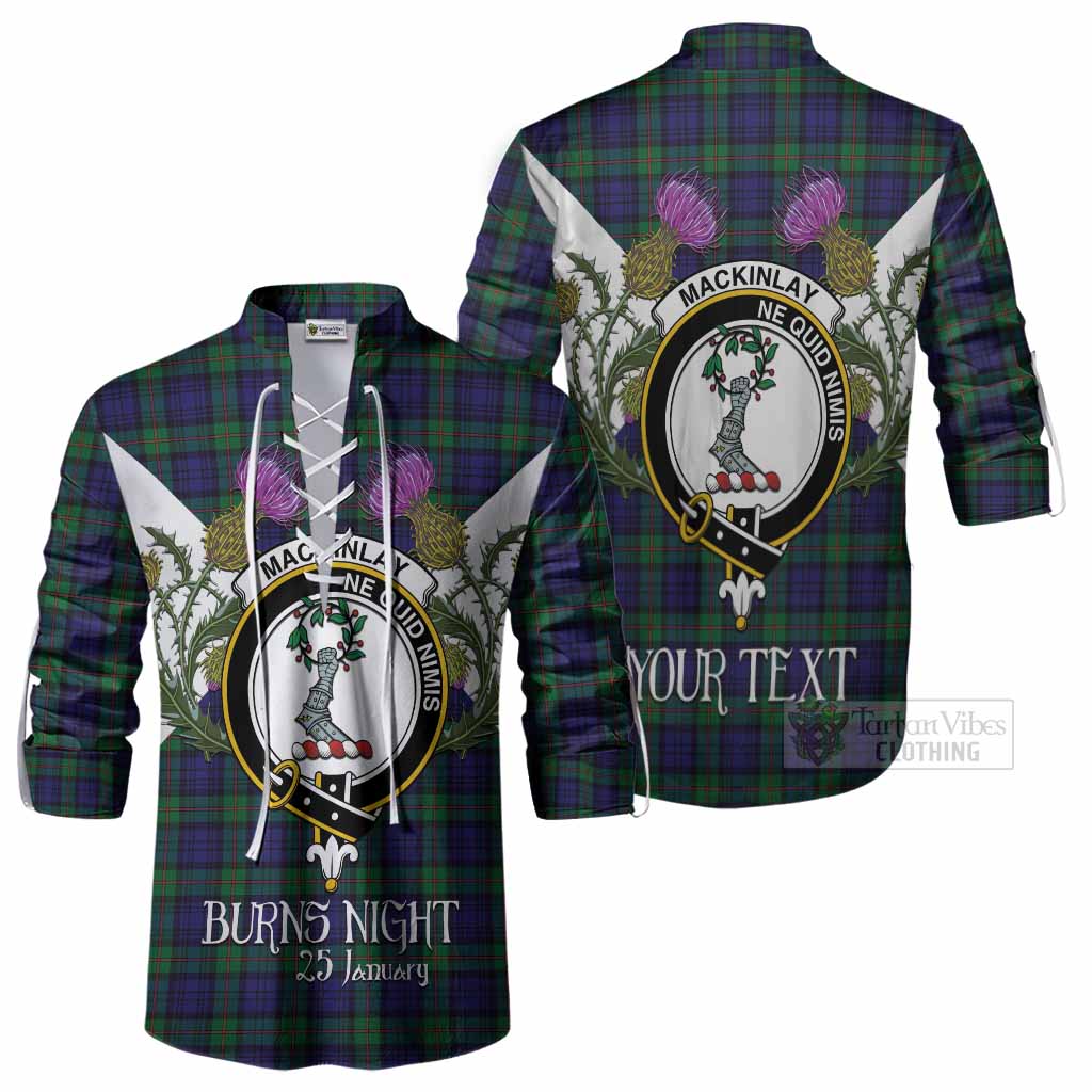 MacKinlay (McKinlay) Tartan Family Crest Ghillie Shirt Scottish Burns Night Thistle Floral