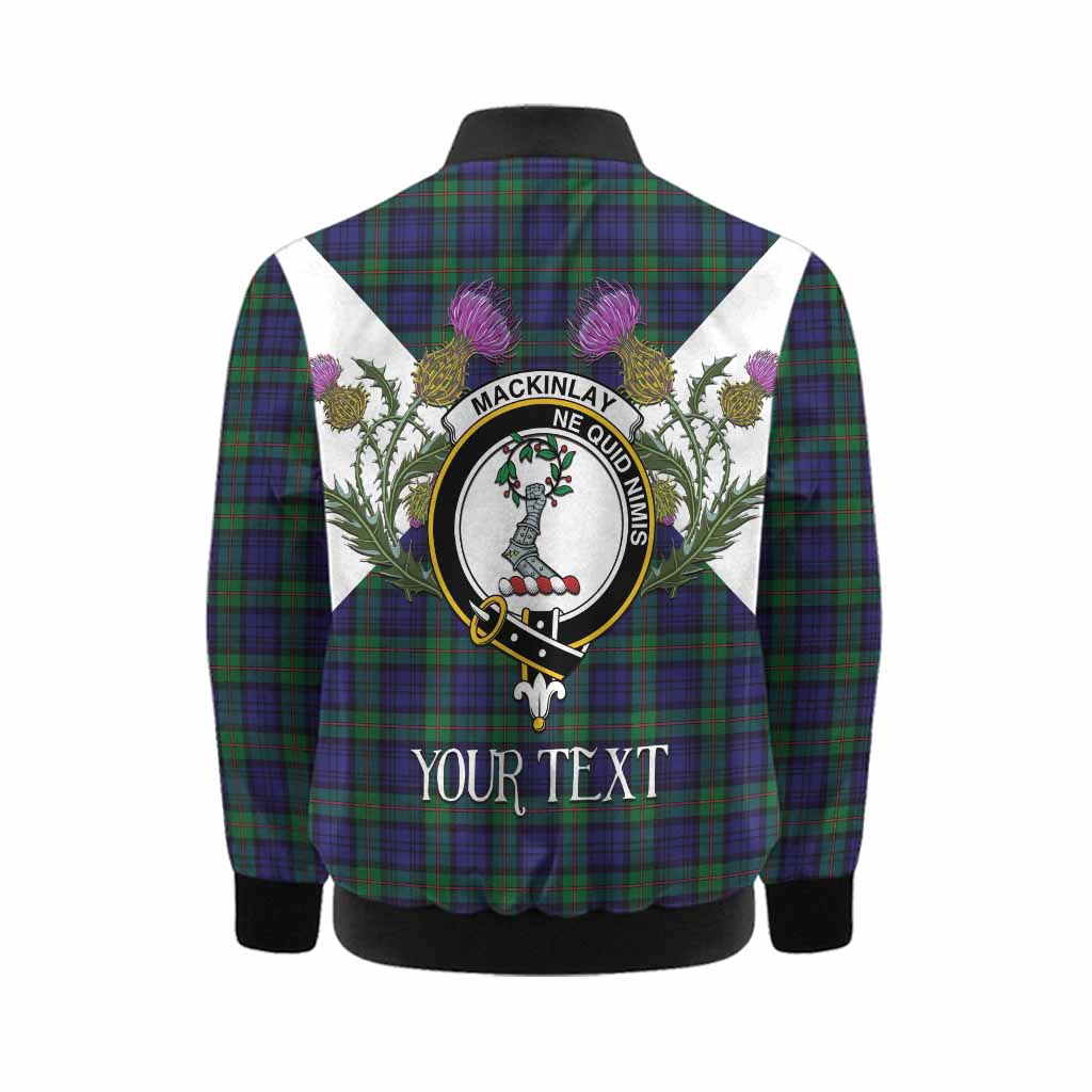 MacKinlay (McKinlay) Tartan Family Crest Kid Bomber Jacket Scottish Burns Night Thistle Floral
