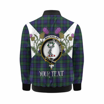 MacKinlay (McKinlay) Tartan Family Crest Kid Bomber Jacket Scottish Burns Night Thistle Floral