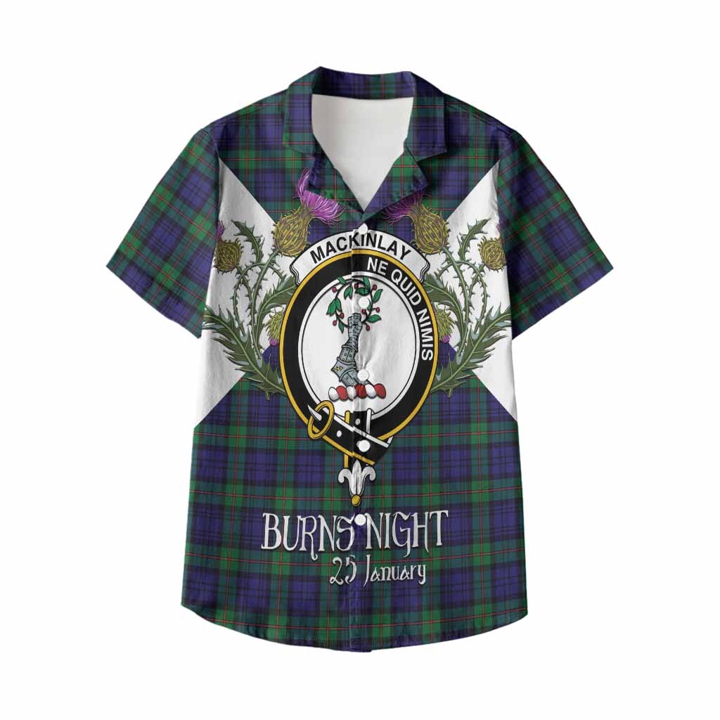MacKinlay (McKinlay) Tartan Family Crest Kid Hawaiian Shirt Scottish Burns Night Thistle Floral