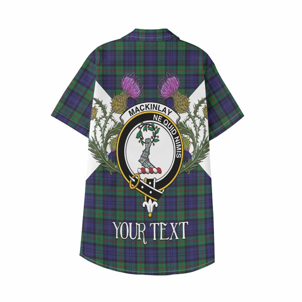 MacKinlay (McKinlay) Tartan Family Crest Kid Hawaiian Shirt Scottish Burns Night Thistle Floral