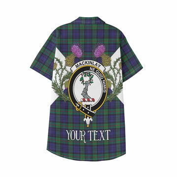 MacKinlay (McKinlay) Tartan Family Crest Kid Hawaiian Shirt Scottish Burns Night Thistle Floral