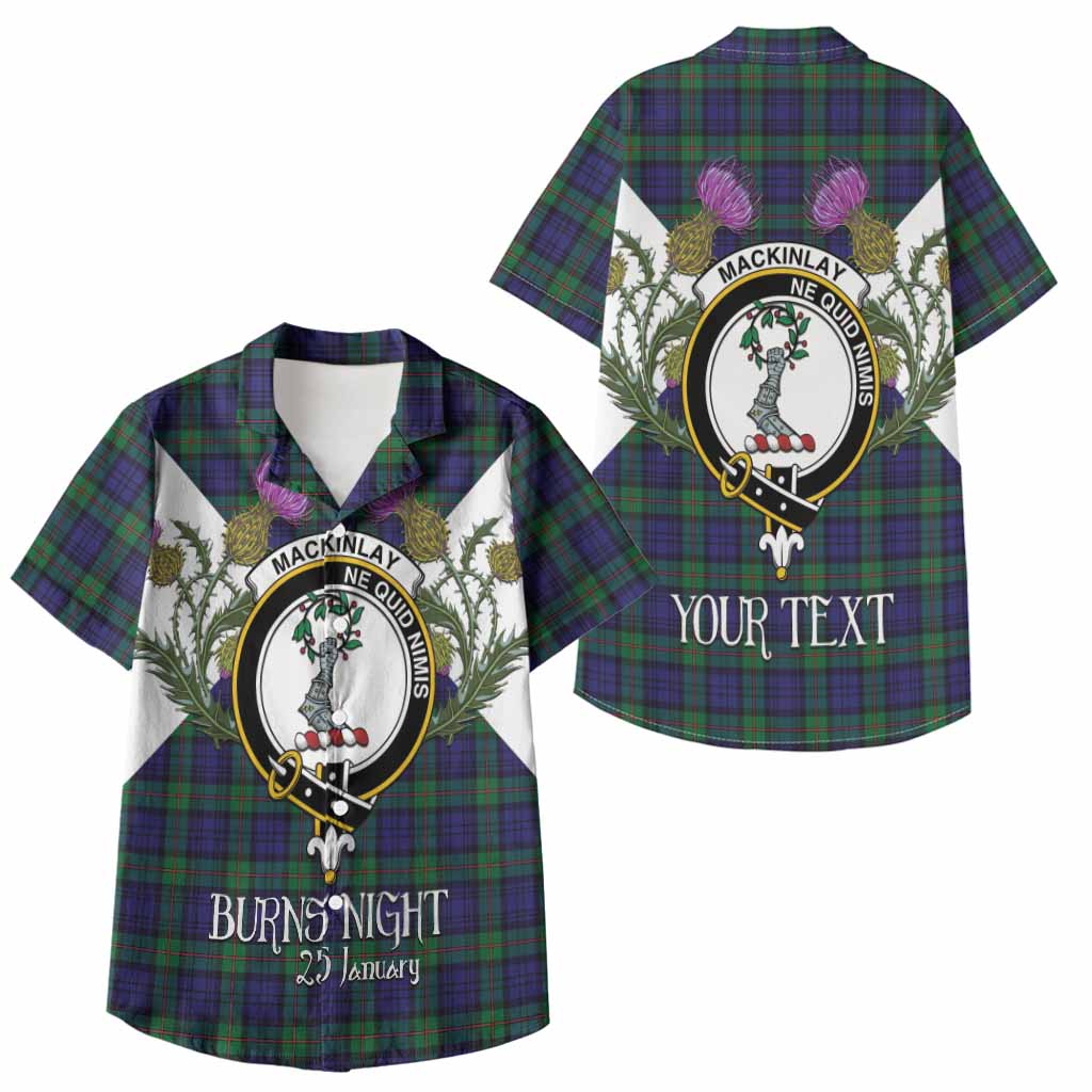MacKinlay (McKinlay) Tartan Family Crest Kid Hawaiian Shirt Scottish Burns Night Thistle Floral