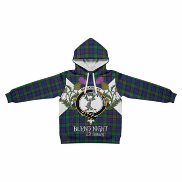 MacKinlay (McKinlay) Tartan Family Crest Kid Hoodie Scottish Burns Night Thistle Floral