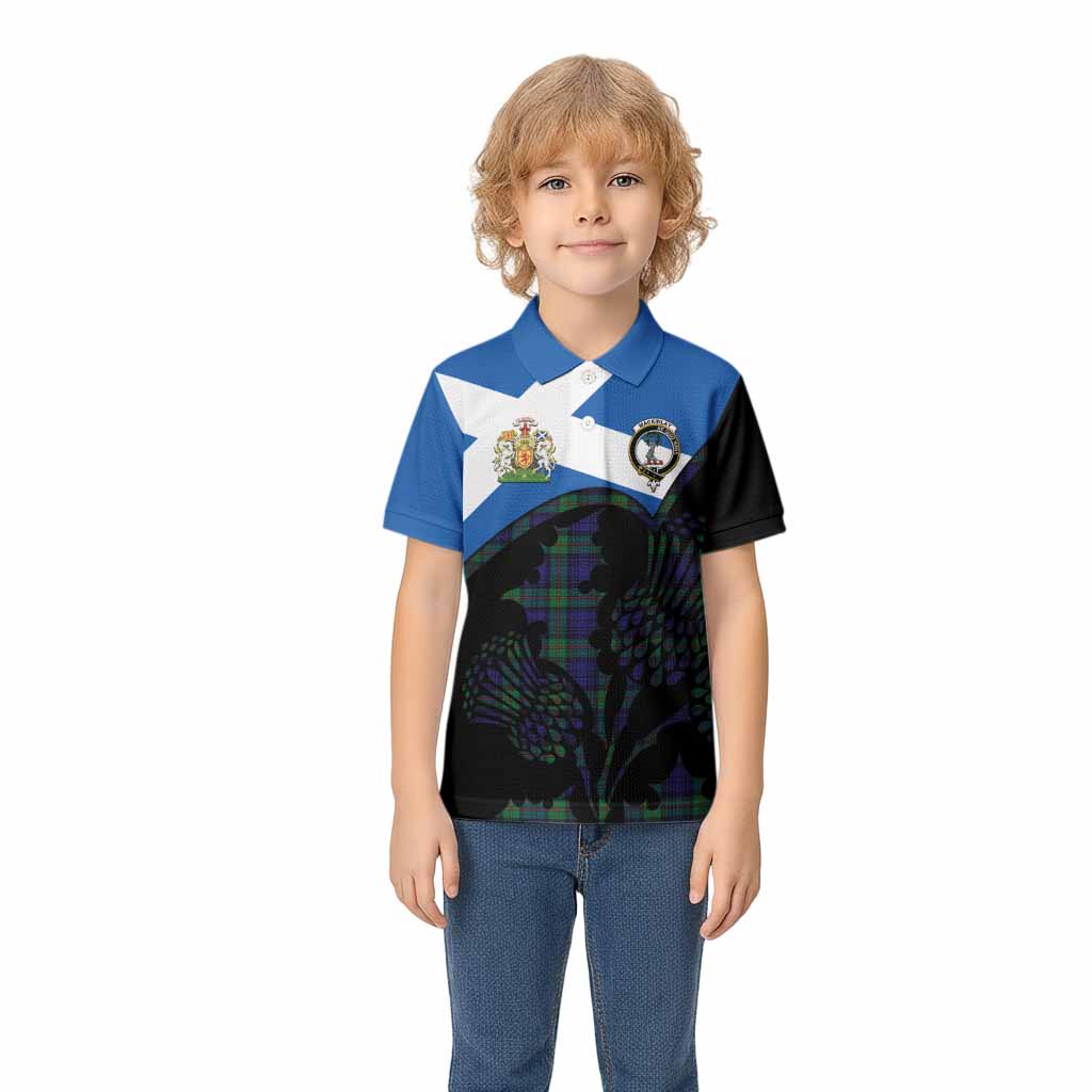 MacKinlay (McKinlay) Tartan Family Crest Kid Polo Shirt Scotland Thistle Floral Flag Style