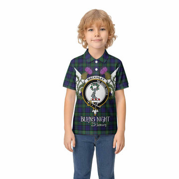 MacKinlay (McKinlay) Tartan Family Crest Kid Polo Shirt Scottish Burns Night Thistle Floral