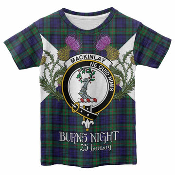 MacKinlay (McKinlay) Tartan Family Crest Kid T-shirt Scottish Burns Night Thistle Floral