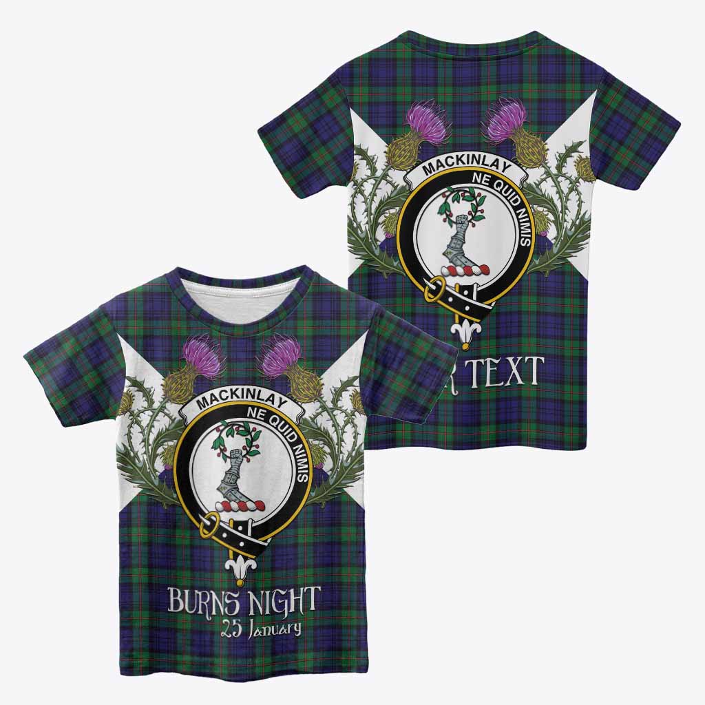 MacKinlay (McKinlay) Tartan Family Crest Kid T-shirt Scottish Burns Night Thistle Floral