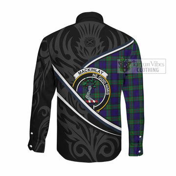 MacKinlay (McKinlay) Tartan Family Crest Long Sleeve Button Shirts Celtic Scottish Thistle Floral - Tartan Vibes Clothing