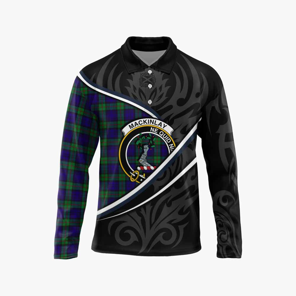 MacKinlay (McKinlay) Tartan Family Crest Long Sleeve Polo Shirt Celtic Scottish Thistle Floral - Tartan Vibes Clothing
