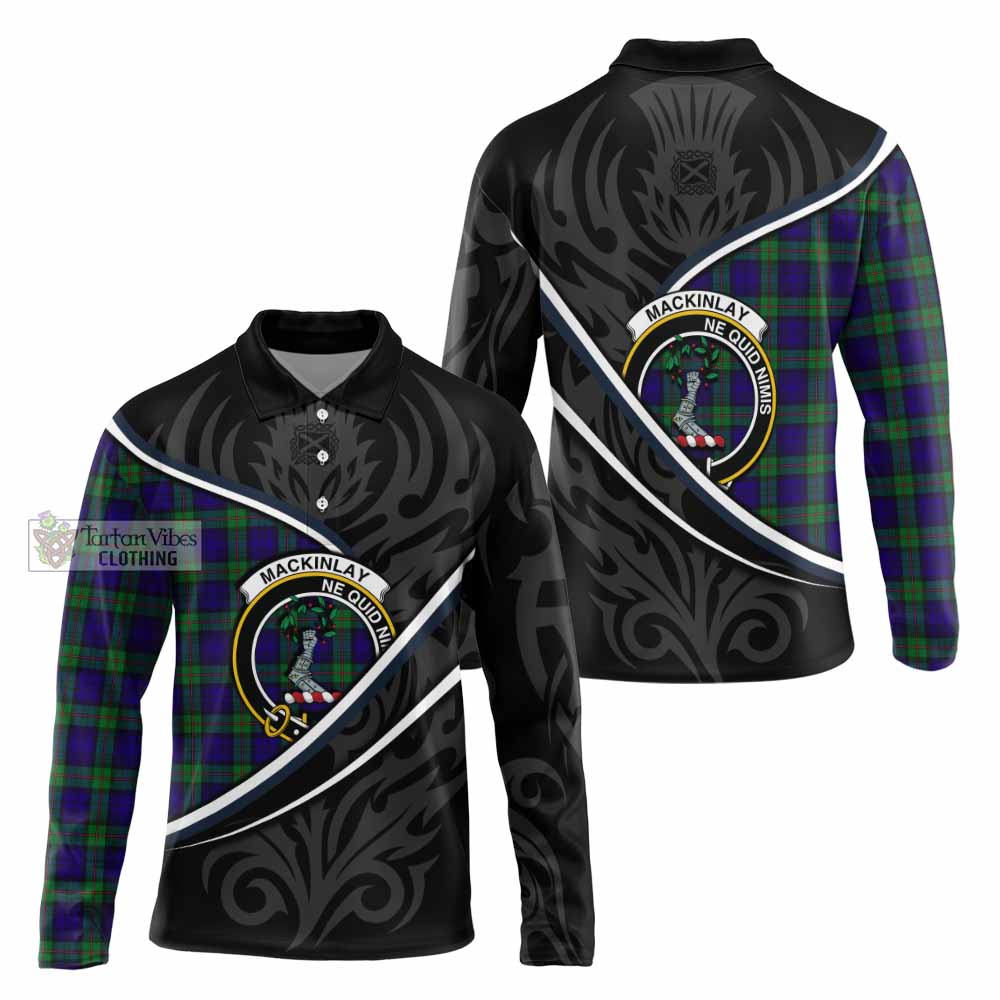 MacKinlay (McKinlay) Tartan Family Crest Long Sleeve Polo Shirt Celtic Scottish Thistle Floral - Tartan Vibes Clothing