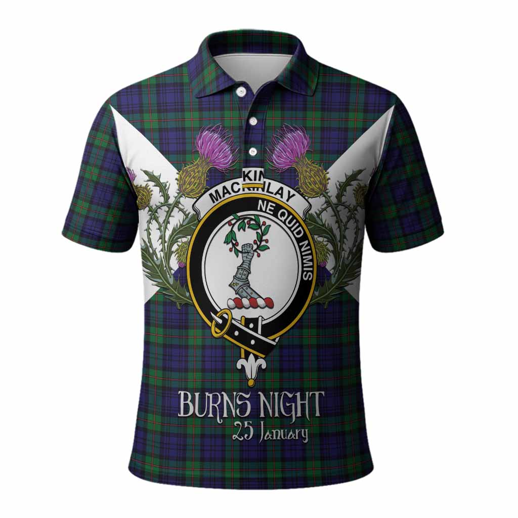 MacKinlay (McKinlay) Tartan Family Crest Polo Shirt Scottish Burns Night Thistle Floral