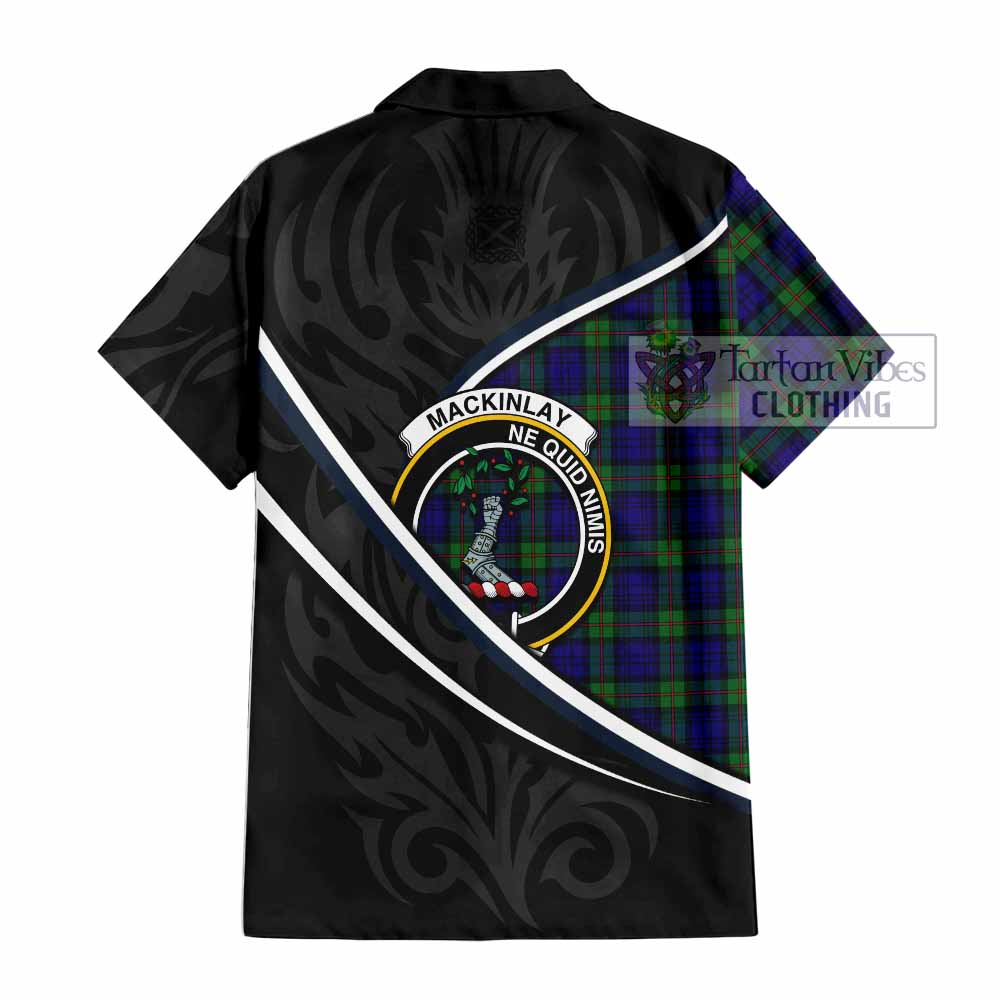 MacKinlay (McKinlay) Tartan Family Crest Short Sleeve Button Shirt Celtic Scottish Thistle Floral - Tartan Vibes Clothing