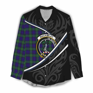 MacKinlay (McKinlay) Tartan Family Crest Women Casual Shirt Celtic Scottish Thistle Floral - Tartan Vibes Clothing