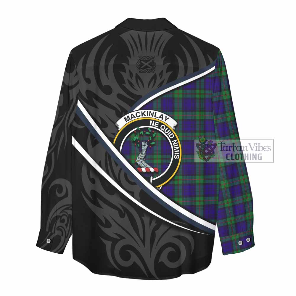 MacKinlay (McKinlay) Tartan Family Crest Women Casual Shirt Celtic Scottish Thistle Floral - Tartan Vibes Clothing