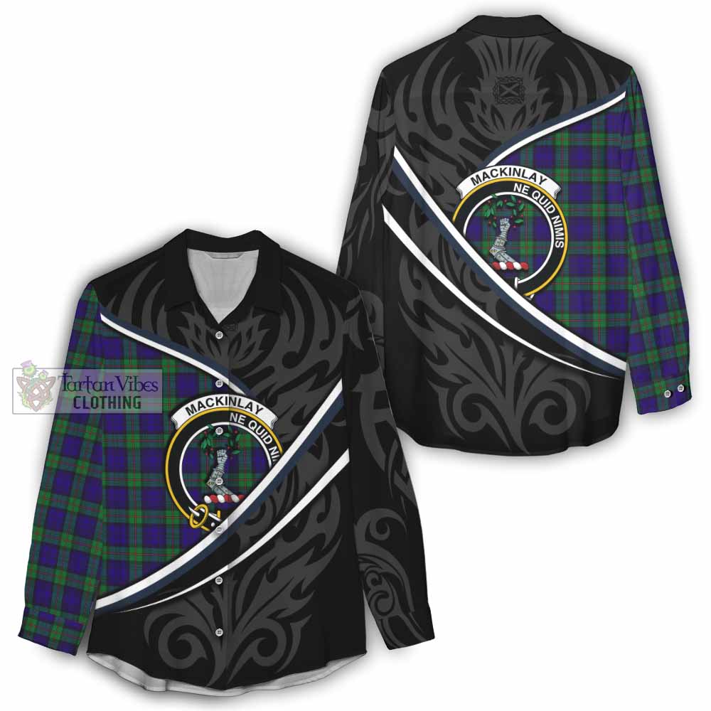 MacKinlay (McKinlay) Tartan Family Crest Women Casual Shirt Celtic Scottish Thistle Floral - Tartan Vibes Clothing