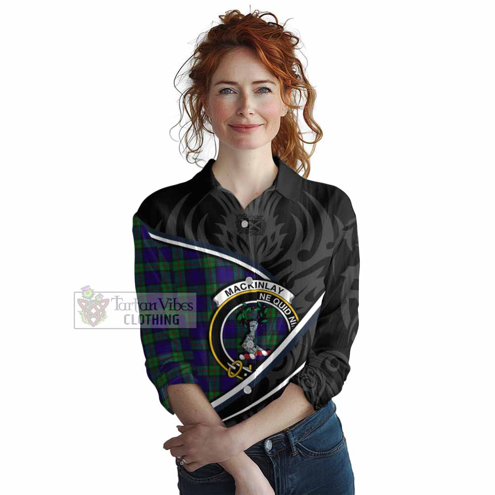 MacKinlay (McKinlay) Tartan Family Crest Women Casual Shirt Celtic Scottish Thistle Floral - Tartan Vibes Clothing