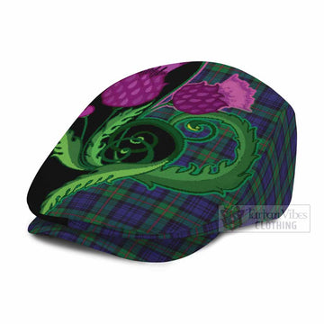 MacKinlay (McKinlay) Tartan Flat Cap, Jeff Cap Traditional Scottish Thistle