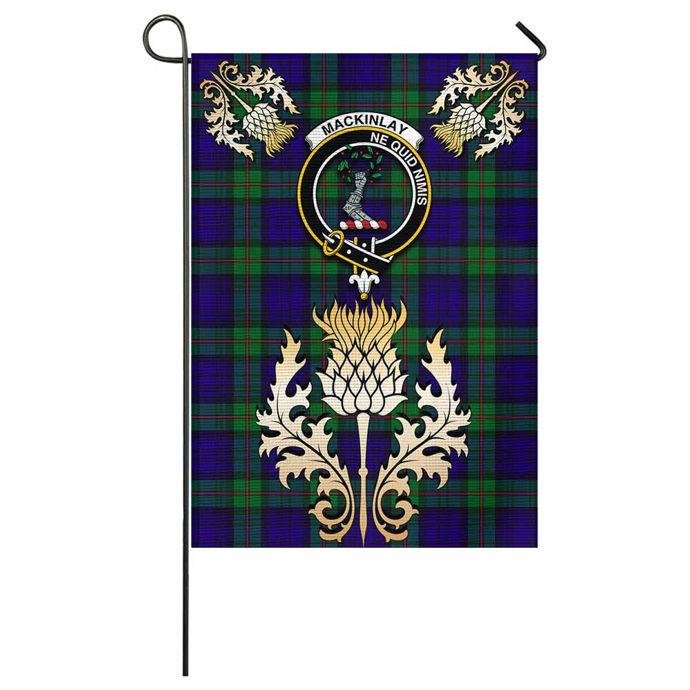 MacKinlay (McKinlay) Tartan Garden Flag with Golden Regal Scottish Thistle Emblem - Tartan Vibes Clothing