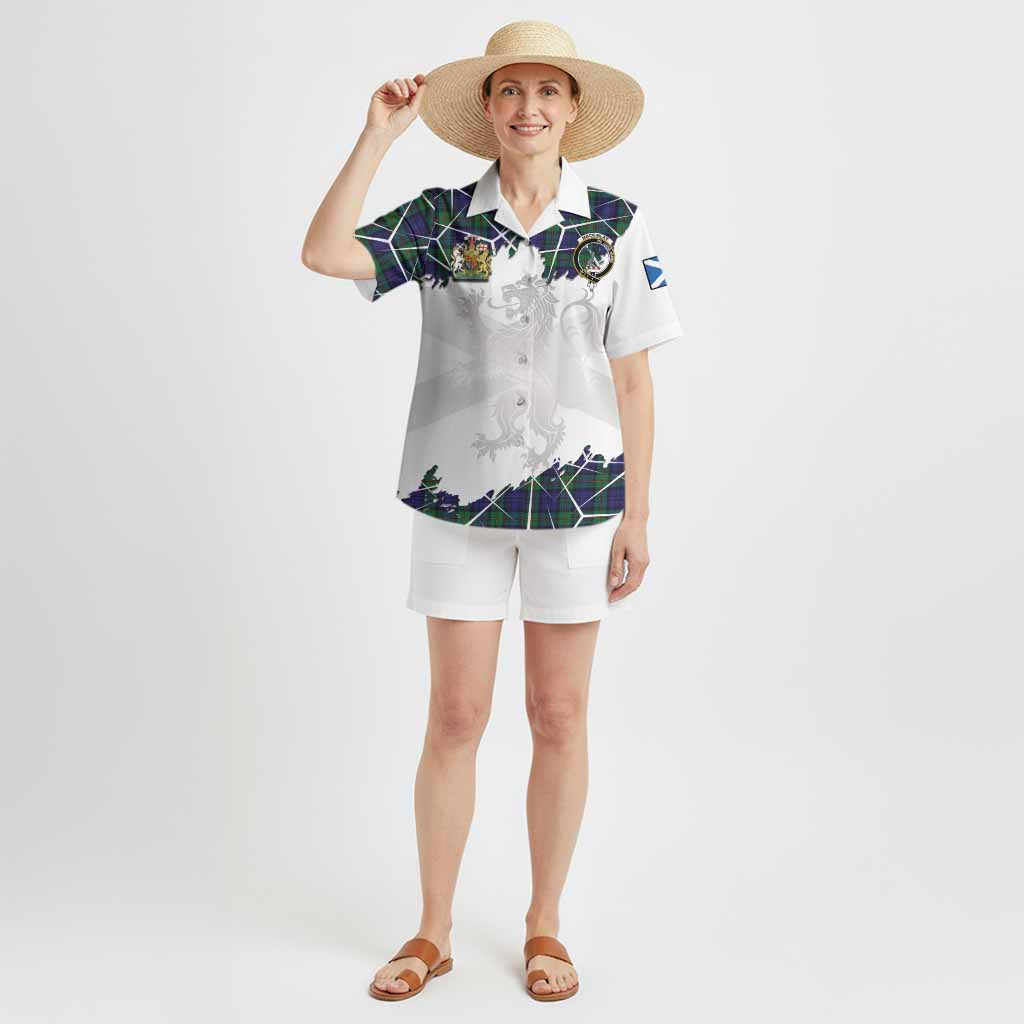 MacKinlay (McKinlay) Tartan Hawaiian Shirt with Family Crest and Lion Rampant Grunge Style