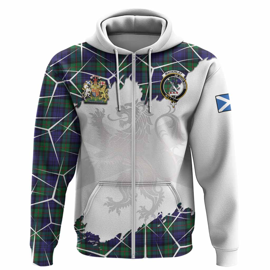MacKinlay (McKinlay) Tartan Hoodie with Family Crest and Lion Rampant Grunge Style