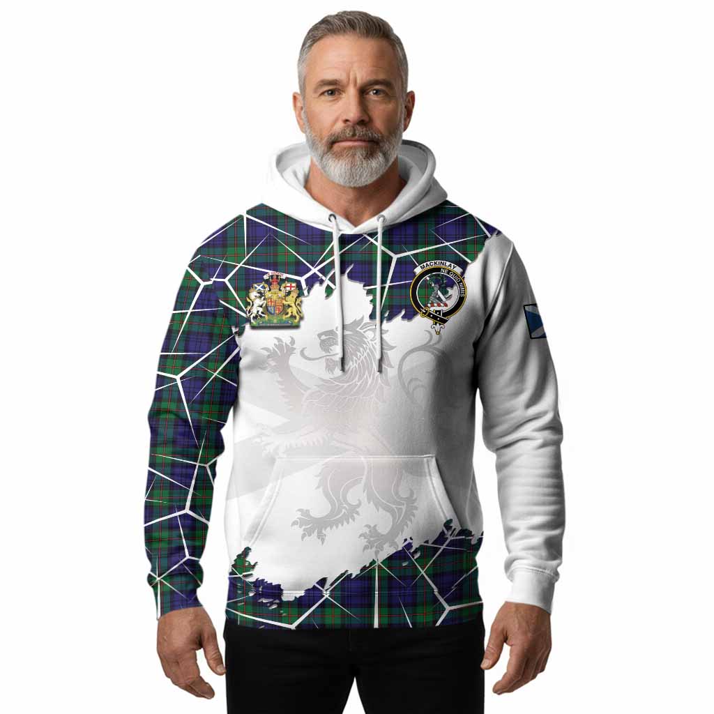 MacKinlay (McKinlay) Tartan Hoodie with Family Crest and Lion Rampant Grunge Style