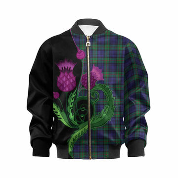 MacKinlay (McKinlay) Tartan Kid Bomber Jacket Traditional Scottish Thistle