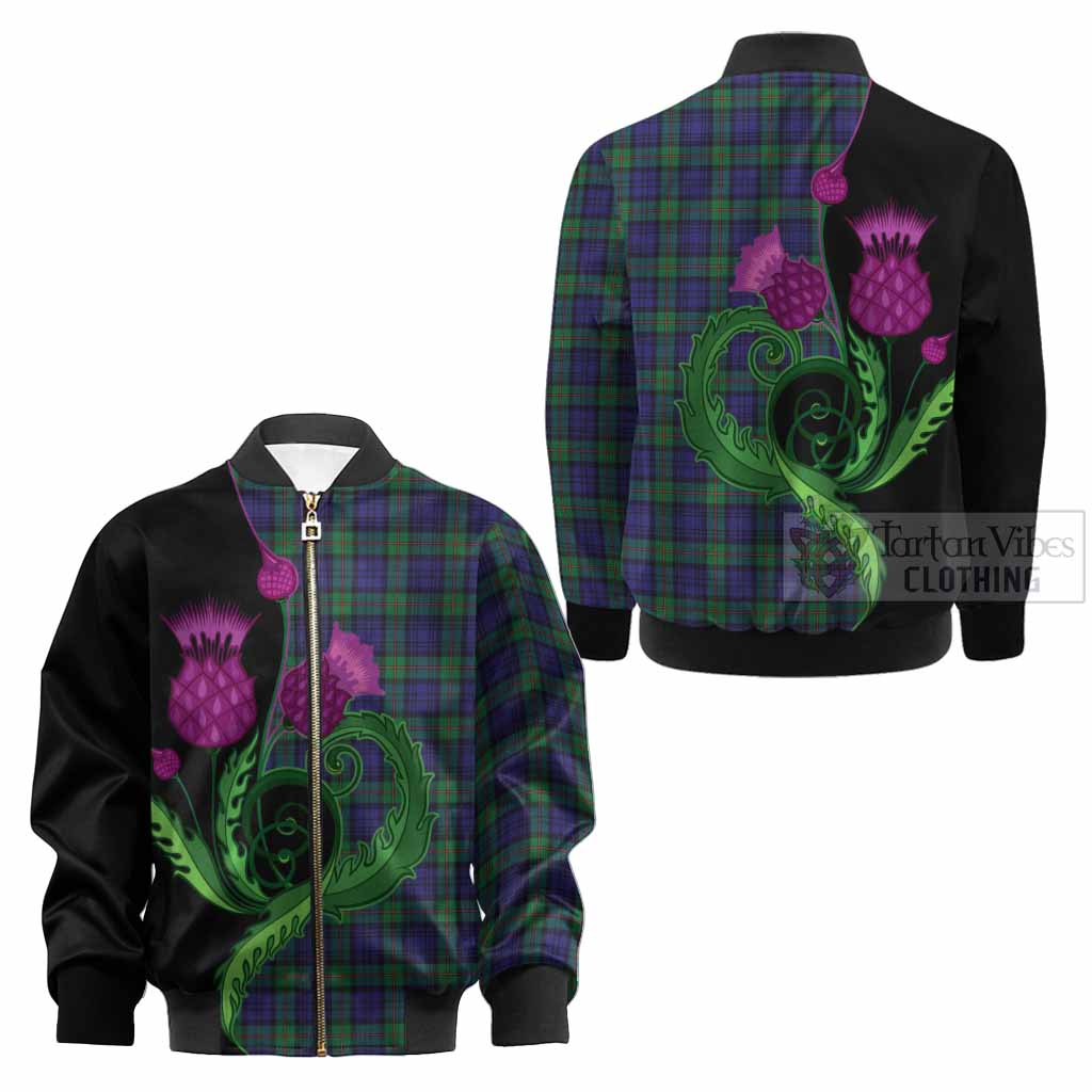 MacKinlay (McKinlay) Tartan Kid Bomber Jacket Traditional Scottish Thistle