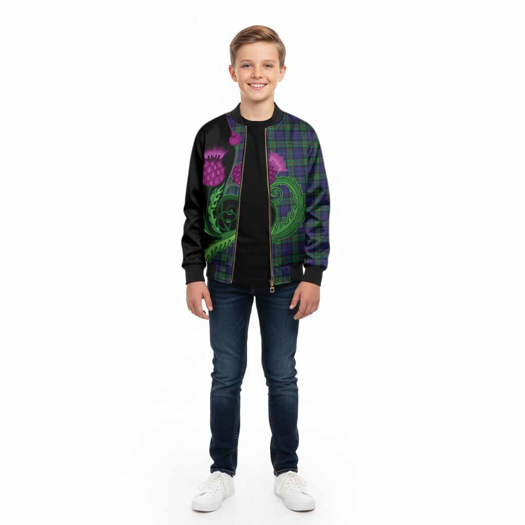 MacKinlay (McKinlay) Tartan Kid Bomber Jacket Traditional Scottish Thistle