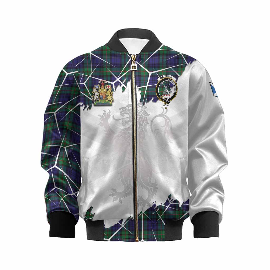 MacKinlay (McKinlay) Tartan Kid Bomber Jacket with Family Crest and Lion Rampant Grunge Style