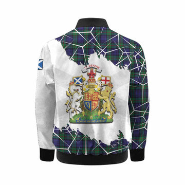 MacKinlay (McKinlay) Tartan Kid Bomber Jacket with Family Crest and Lion Rampant Grunge Style