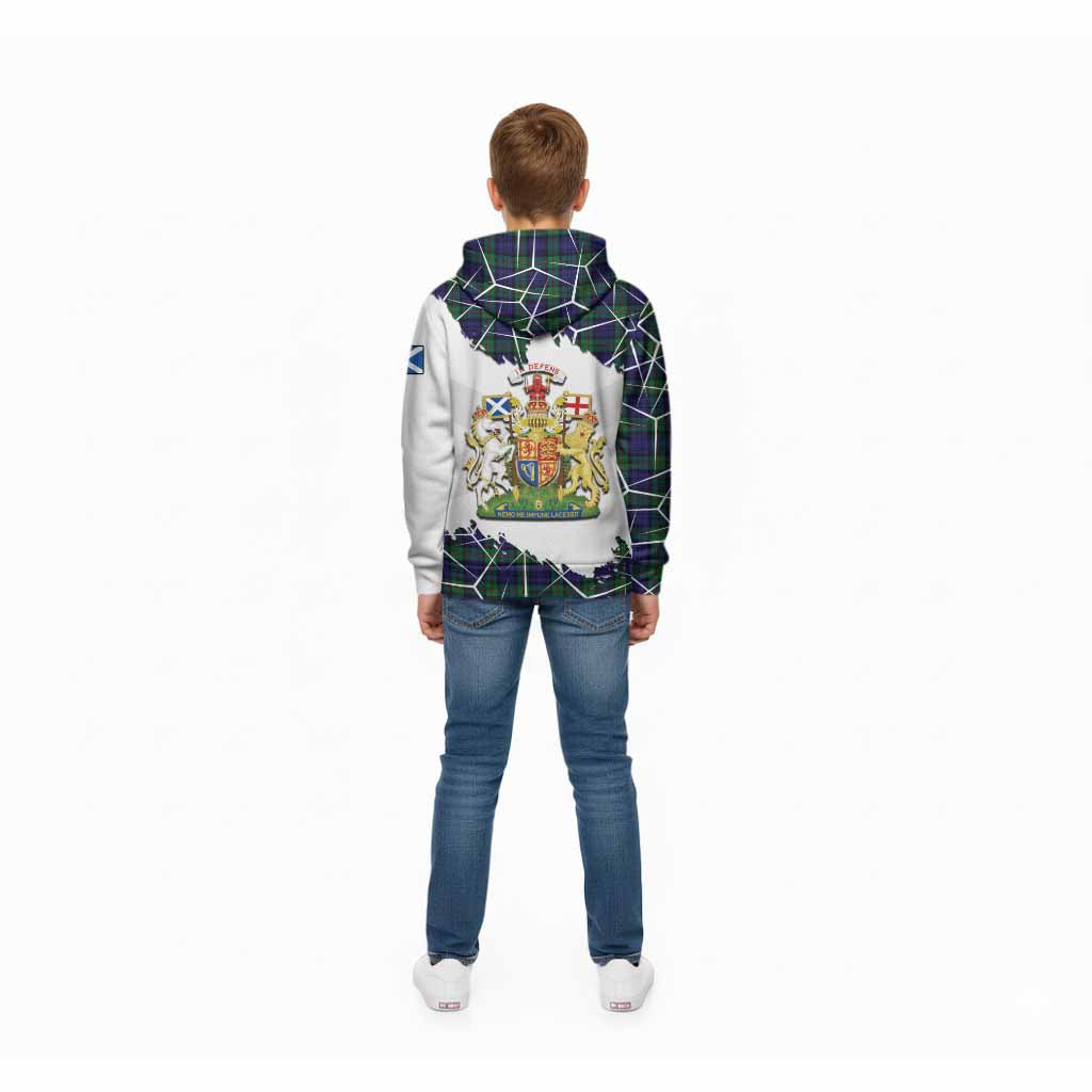 MacKinlay (McKinlay) Tartan Kid Hoodie with Family Crest and Lion Rampant Grunge Style