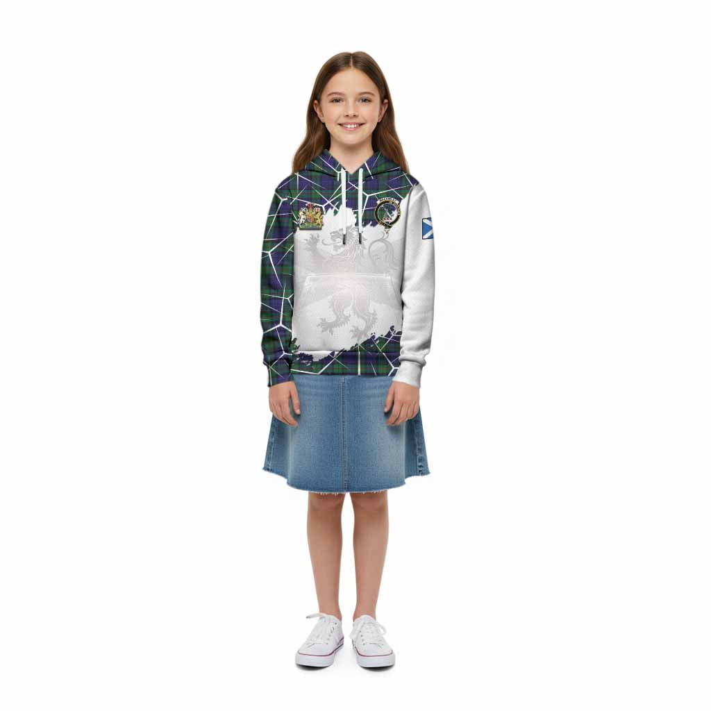 MacKinlay (McKinlay) Tartan Kid Hoodie with Family Crest and Lion Rampant Grunge Style
