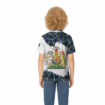 MacKinlay (McKinlay) Tartan Kid Polo Shirt with Family Crest and Lion Rampant Grunge Style