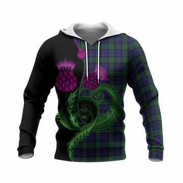 MacKinlay (McKinlay) Tartan Knitted Hoodie Traditional Scottish Thistle