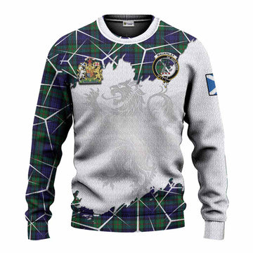 MacKinlay (McKinlay) Tartan Knitted Sweater with Family Crest and Lion Rampant Grunge Style