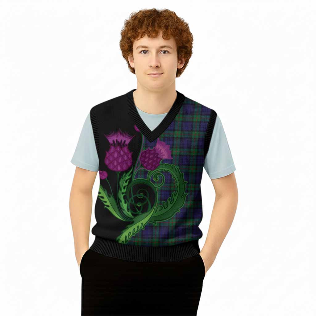 MacKinlay (McKinlay) Tartan Knitted V-Neck Vest Traditional Scottish Thistle