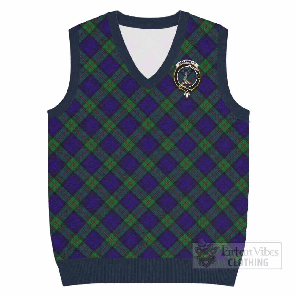 MacKinlay (McKinlay) Tartan Knitted V-Neck Vest with Family Crest Cross Style