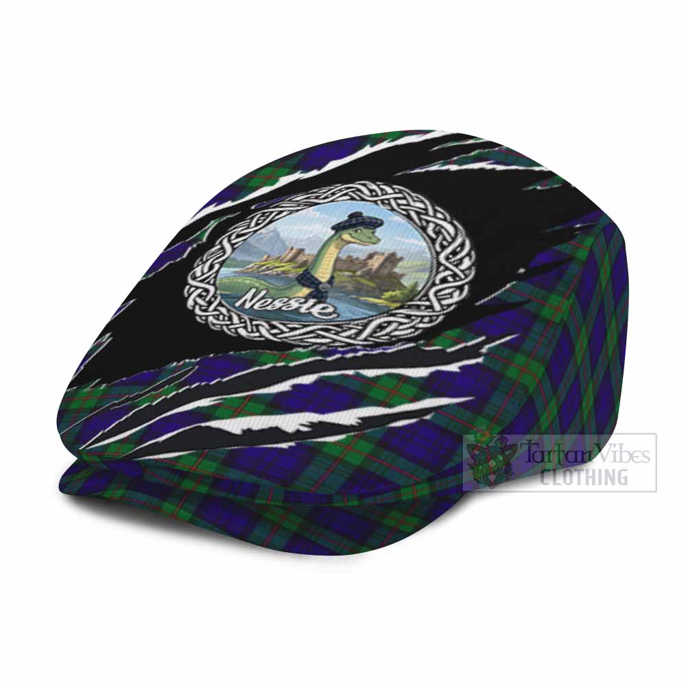 MacKinlay (McKinlay) Tartan Loch Ness Monster Flat Cap, Jeff Cap Celtic Knot Nessie Art