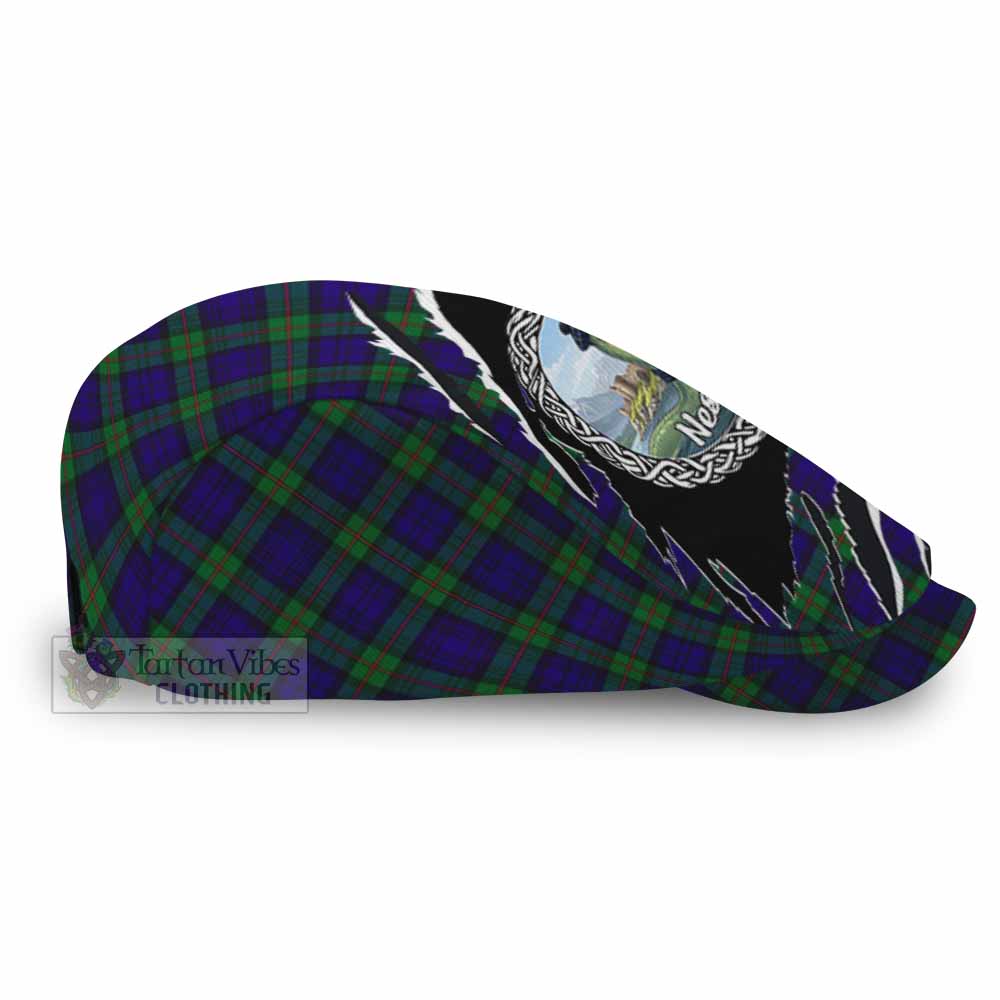 MacKinlay (McKinlay) Tartan Loch Ness Monster Flat Cap, Jeff Cap Celtic Knot Nessie Art