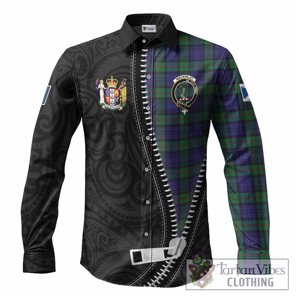 MacKinlay (McKinlay) Tartan Long Sleeve Button Shirts New Zealand Pattern Unique Zipper Stylized