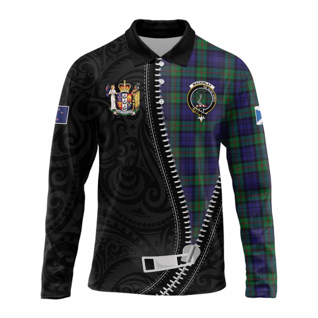 MacKinlay (McKinlay) Tartan Long Sleeve Polo Shirt New Zealand Pattern Unique Zipper Stylized