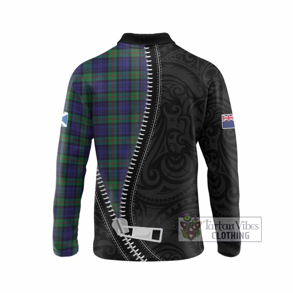MacKinlay (McKinlay) Tartan Long Sleeve Polo Shirt New Zealand Pattern Unique Zipper Stylized