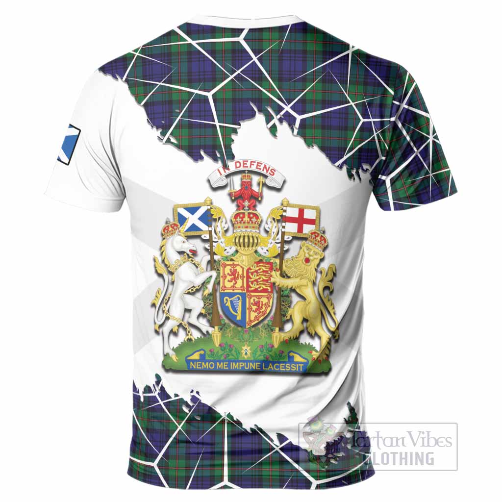 MacKinlay (McKinlay) Tartan T-Shirt with Family Crest and Lion Rampant Grunge Style