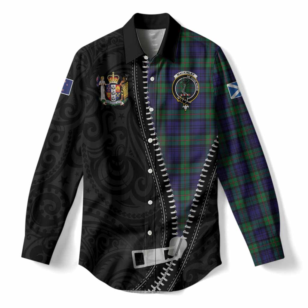 MacKinlay (McKinlay) Tartan Women Casual Shirt New Zealand Pattern Unique Zipper Stylized