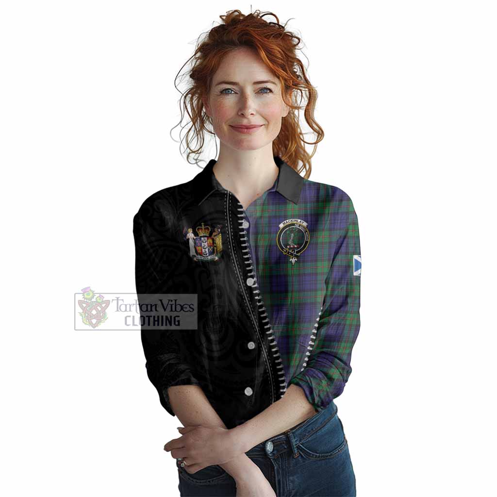 MacKinlay (McKinlay) Tartan Women Casual Shirt New Zealand Pattern Unique Zipper Stylized