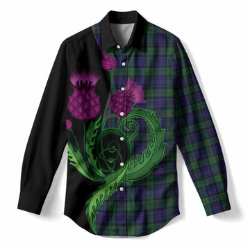 MacKinlay (McKinlay) Tartan Women Casual Shirt Traditional Scottish Thistle